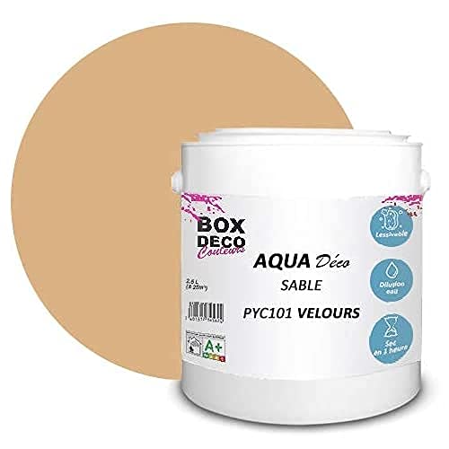 BOX DECO COULEURS Aqua Déco Acrylfarbe Veloursoptik 2,5 l/25 m², Beige Sand von BOX DECO COULEURS