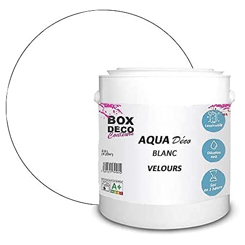 BOX DECO COULEURS Aqua Déco Acrylfarbe Veloursoptik 2,5 l/25 m², Weiß von BOX DECO COULEURS