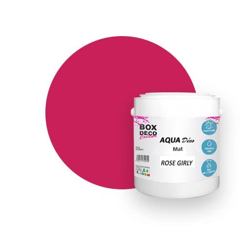 BOX DECO COULEURS Aqua Deco Acrylwandfarbe, matt, 2,5 l, Girly Pink von BOX DECO COULEURS