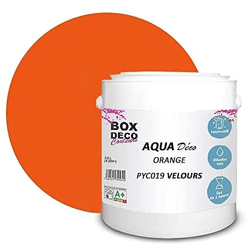BOX DECO COULEURS Aqua Deco Acrylwandfarbe Samt-Optik, 2,5 l, Orange von BOX DECO COULEURS