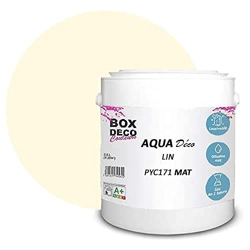 BOX DECO COULEURS Aqua Déco Wandfarbe Acryl Matt Optik 2,5L Beige Leinen von BOX DECO COULEURS