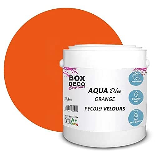 BOX DECO COULEURS Aqua Déco Wandfarbe Acryl Velour Optik 2,5 l Orange von BOX DECO COULEURS