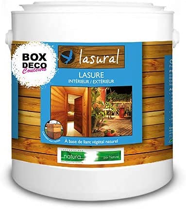 BOX DECO COULEURS Natürliche Naturlasur aus biologischer Holz für Innen- und Außenbereiche Lasural Natura, 3 l/42 m², farb von BOX DECO COULEURS