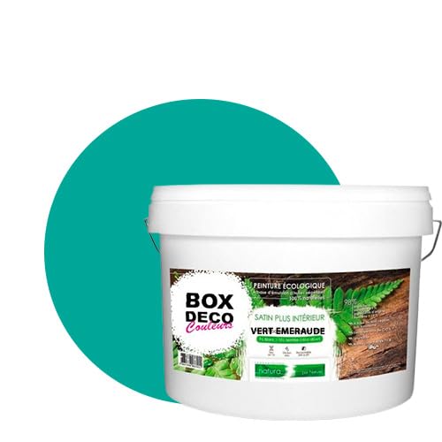 BOX DECO COULEURS Natura Wandfarbe natura natura seidenmatt, umweltfreundlich, 10 l/130 m², Smaragdgrün von BOX DECO COULEURS