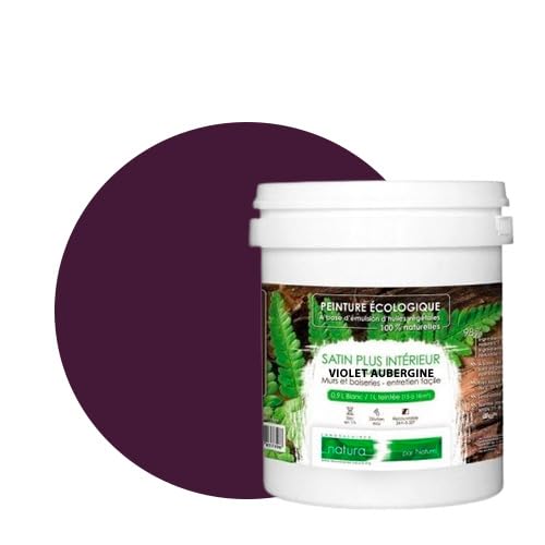 BOX DECO COULEURS Natura Natura Wandfarbe Natura Seidenoptik ökologisch 1 Liter Aubergine Lila von BOX DECO COULEURS