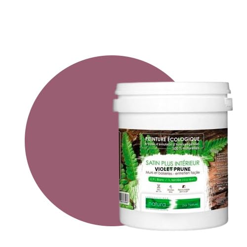 BOX DECO COULEURS Natura ökologische Wandfarbe Natura Satin-Optik 1 l / 13 m² Pflaume Violett von BOX DECO COULEURS