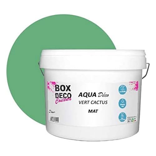 BOX DECO COULEURS Aqua Déco Acrylfarbe, matt, 10 l, Kaktus-Grün von BOX DECO COULEURS