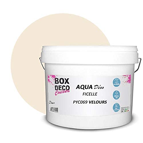 BOX DECO COULEURS Aqua Déco Acrylfarbe, Velours-Optik, 10 l/100 m², Beige Schnur von BOX DECO COULEURS