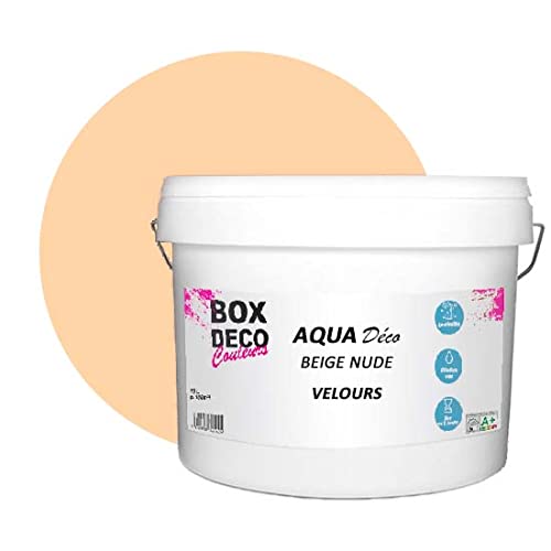 BOX DECO COULEURS Aqua Déco Acrylfarbe, Velours-Optik, 10 l/100 m², Beige Nude von BOX DECO COULEURS