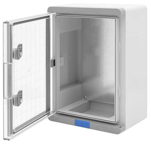 BOXEXPERT® Schaltschrank außen absolut wasserdicht bis 1m Tiefe [ABS Kunststoff IP67 Gehäuse Sichttür] grau (Serie Fleet Pro) 350x250x150mm | Verteilerkasten außen | Industriegehäuse | Leergehäuse von BOXEXPERT