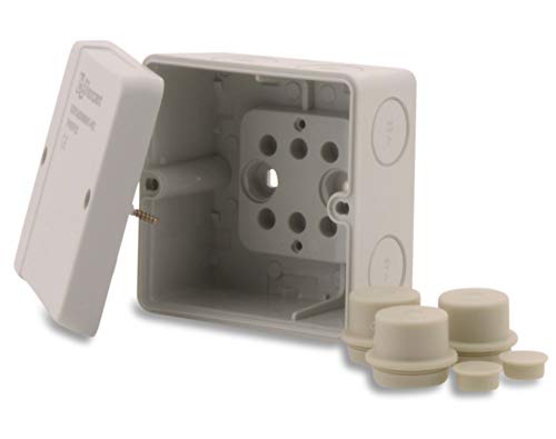 BOXEXPERT Abzweigdose Serie Hanse 98x98x61mm IP 66 staubdicht lichtgrau RAL7035 Außenverteilerdose Kunststoff Gehäuse Wandgehäuse Box Elektroinstallation von BOXEXPERT