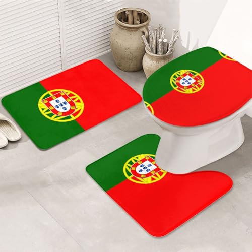3-teiliges Badezimmerteppich-Set Flagge Portugal – rutschfeste ultraweiche Teppichmatten, geeignet für Badezimmer, Toiletten, Badewannen, Duschen, Schwarz 3-teiliges Badezimmerteppich-Set Flagge Portugal – rutschfeste ultraweiche Teppichmatten, geeignet für Badezimmer, Toiletten, Badewannen, Duschen, Schwarz von BOXILTD