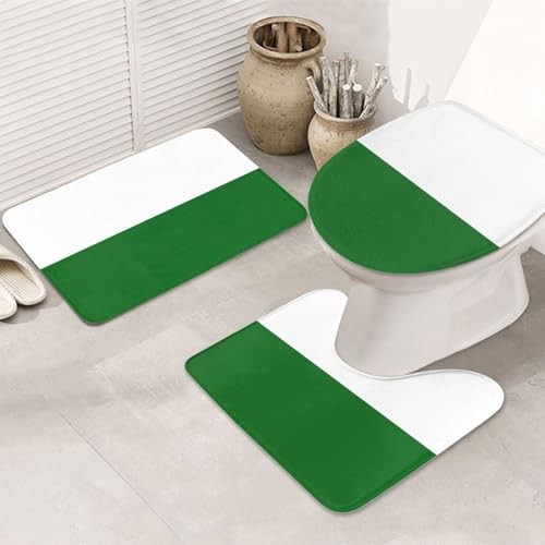 3-teiliges Badezimmerteppich-Set Flagge Sachsen - rutschfeste ultraweiche Teppichmatten geeignet für Badezimmer Toiletten, Badewannen, Duschen, Schwarz von BOXILTD