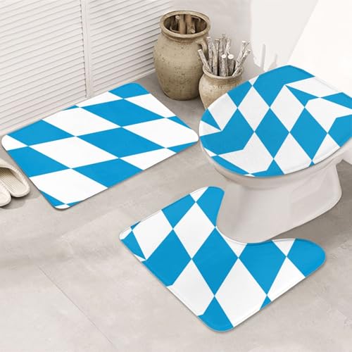3-teiliges Badezimmerteppich-Set Flagge der Bayerischen Raute - rutschfeste ultraweiche Teppichmatten, geeignet für Badezimmer Toiletten, Badewannen, Duschen, Schwarz 3-teiliges Badezimmerteppich-Set Flagge der Bayerischen Raute - rutschfeste ultraweiche Teppichmatten, geeignet für Badezimmer Toiletten, Badewannen, Duschen, Schwarz von BOXILTD
