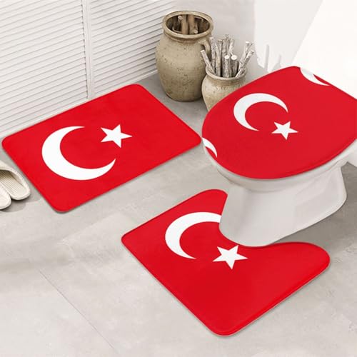 3-teiliges Badezimmerteppich-Set Flagge der Türkei – rutschfeste ultraweiche Teppichmatten, geeignet für Badezimmer, Toiletten, Badewannen, Duschen, Schwarz 3-teiliges Badezimmerteppich-Set Flagge der Türkei – rutschfeste ultraweiche Teppichmatten, geeignet für Badezimmer, Toiletten, Badewannen, Duschen, Schwarz von BOXILTD