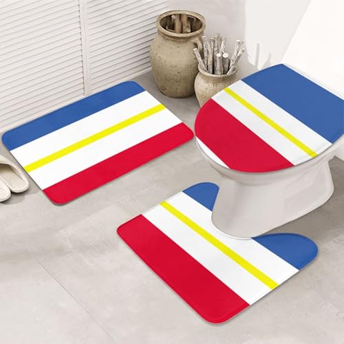 3-teiliges Badezimmerteppich-Set Flagge des Kantons Mecklenburg - rutschfeste Ultraweiche Teppichmatten, geeignet für Badezimmer Toiletten, Badewannen, Duschen, Schwarz 3-teiliges Badezimmerteppich-Set Flagge des Kantons Mecklenburg - rutschfeste Ultraweiche Teppichmatten, geeignet für Badezimmer Toiletten, Badewannen, Duschen, Schwarz von BOXILTD