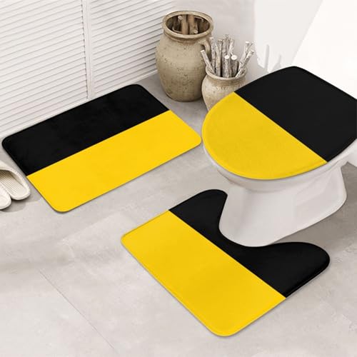 3-teiliges Badezimmerteppich-Set Flagge des Kantons Sachsen-Anhalt - rutschfeste Ultraweiche Teppichmatten, geeignet für Badezimmer Toiletten, Badewannen, Duschen, Schwarz 3-teiliges Badezimmerteppich-Set Flagge des Kantons Sachsen-Anhalt - rutschfeste Ultraweiche Teppichmatten, geeignet für Badezimmer Toiletten, Badewannen, Duschen, Schwarz von BOXILTD