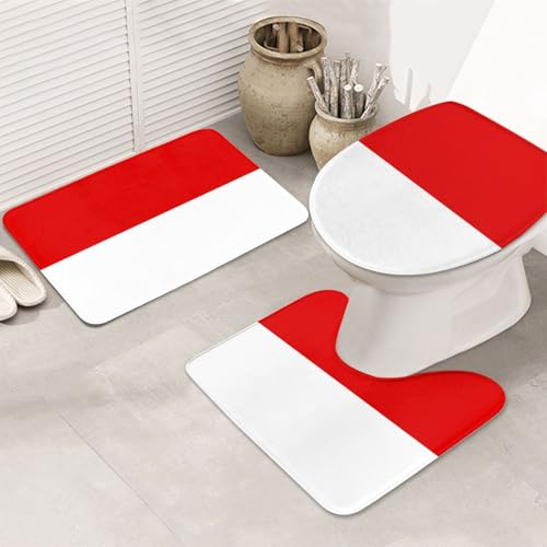 3-teiliges Badezimmerteppich-Set Flagge von Hessen - rutschfeste ultraweiche Teppichmatten geeignet für Badezimmer Toiletten, Badewannen, Duschen, Schwarz 3-teiliges Badezimmerteppich-Set Flagge von Hessen - rutschfeste ultraweiche Teppichmatten geeignet für Badezimmer Toiletten, Badewannen, Duschen, Schwarz von BOXILTD