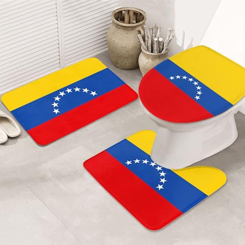 3-teiliges Badezimmerteppich-Set Flagge von Venezuela – rutschfeste ultraweiche Teppichmatten, geeignet für Badezimmer, Toiletten, Badewannen, Duschen, Schwarz 3-teiliges Badezimmerteppich-Set Flagge von Venezuela – rutschfeste ultraweiche Teppichmatten, geeignet für Badezimmer, Toiletten, Badewannen, Duschen, Schwarz von BOXILTD
