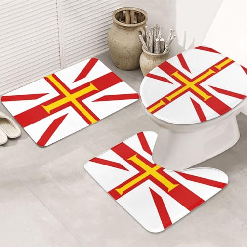 3-teiliges Badezimmerteppich-Set mit Flagge der Guernsey Islands – rutschfeste ultraweiche Teppichmatten, geeignet für Badezimmer, Toiletten, Badewannen, Duschen, Schwarz 3-teiliges Badezimmerteppich-Set mit Flagge der Guernsey Islands – rutschfeste ultraweiche Teppichmatten, geeignet für Badezimmer, Toiletten, Badewannen, Duschen, Schwarz von BOXILTD