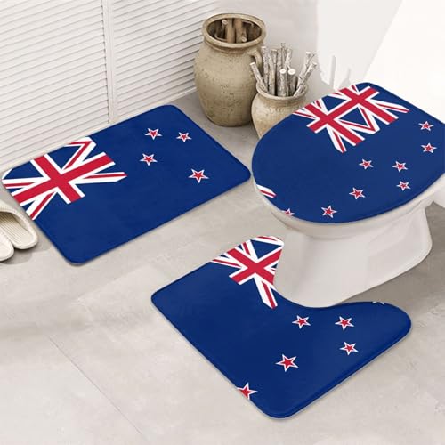 3-teiliges Badezimmerteppich-Set mit Neuseeland-Flagge, rutschfest, ultraweich, geeignet für Badezimmer, Toiletten, Badewannen, Duschen, Schwarz 3-teiliges Badezimmerteppich-Set mit Neuseeland-Flagge, rutschfest, ultraweich, geeignet für Badezimmer, Toiletten, Badewannen, Duschen, Schwarz von BOXILTD