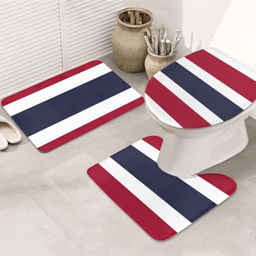 3-teiliges Badezimmerteppich-Set mit Thailand-Flagge, rutschfest, ultraweich, geeignet für Badezimmer, Toiletten, Badewannen, Duschen, Schwarz 3-teiliges Badezimmerteppich-Set mit Thailand-Flagge, rutschfest, ultraweich, geeignet für Badezimmer, Toiletten, Badewannen, Duschen, Schwarz von BOXILTD
