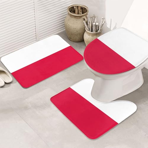 3-teiliges Badezimmerteppich-Set mit polnischer Flagge, rutschfest, ultraweich, geeignet für Badezimmer, Toiletten, Badewannen, Duschen, Schwarz 3-teiliges Badezimmerteppich-Set mit polnischer Flagge, rutschfest, ultraweich, geeignet für Badezimmer, Toiletten, Badewannen, Duschen, Schwarz von BOXILTD
