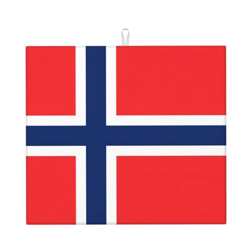 Abtropfmatte mit norwegischer Flagge, leicht zu reinigen, vielseitig verwendbar, schwarze Abtropfmatte Abtropfmatte mit norwegischer Flagge, leicht zu reinigen, vielseitig verwendbar, schwarze Abtropfmatte von BOXILTD