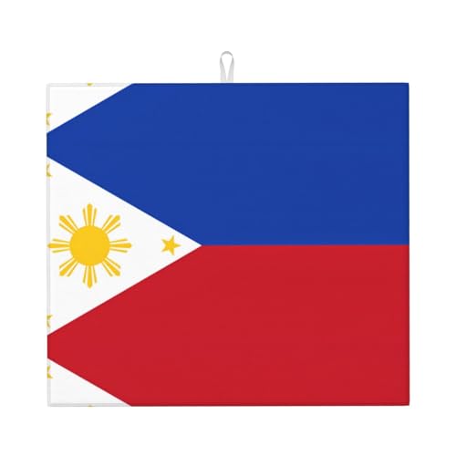 Abtropfmatte mit philippinischer Flagge, leicht zu reinigen, vielseitig verwendbar, schwarze Abtropfmatte Abtropfmatte mit philippinischer Flagge, leicht zu reinigen, vielseitig verwendbar, schwarze Abtropfmatte von BOXILTD