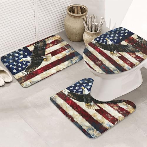 American Eagle 3-teiliges Badezimmerteppich-Set, rutschfest, ultraweich, geeignet für Badezimmer, Toiletten, Badewannen, Duschen, Schwarz American Eagle 3-teiliges Badezimmerteppich-Set, rutschfest, ultraweich, geeignet für Badezimmer, Toiletten, Badewannen, Duschen, Schwarz von BOXILTD