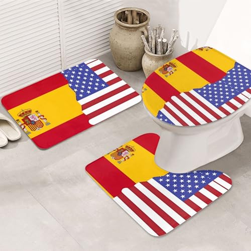 Amerikanische Spanien-Flagge, 3-teiliges Badezimmerteppich-Set, rutschfest, ultraweich, geeignet für Badezimmer, Toiletten, Badewannen, Duschen, Schwarz Amerikanische Spanien-Flagge, 3-teiliges Badezimmerteppich-Set, rutschfest, ultraweich, geeignet für Badezimmer, Toiletten, Badewannen, Duschen, Schwarz von BOXILTD