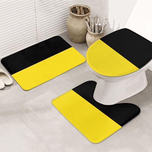 Baden-Württemberg Baden-Württemberg 3-teiliges Badezimmerteppich-Set - rutschfeste Ultraweiche Teppichmatten, geeignet für Badezimmer Toiletten, Badewannen, Duschen, Schwarz von BOXILTD