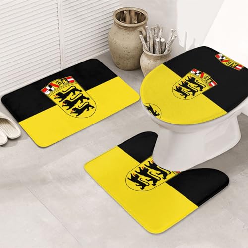 Baden-Württemberg Baden-Württemberg 3-teiliges Badezimmerteppich-Set - rutschfeste Ultraweiche Teppichmatten, geeignet für Badezimmer Toiletten, Badewannen, Duschen, Schwarz Baden-Württemberg Baden-Württemberg 3-teiliges Badezimmerteppich-Set - rutschfeste Ultraweiche Teppichmatten, geeignet für Badezimmer Toiletten, Badewannen, Duschen, Schwarz von BOXILTD