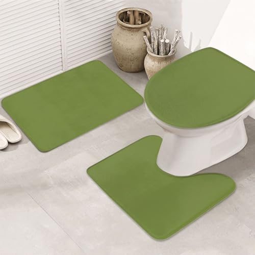 Badezimmerteppich-Set, 3-teilig, rutschfest, ultraweich, geeignet für Badezimmer, Toiletten, Badewannen, Duschen, Dunkelgrün Badezimmerteppich-Set, 3-teilig, rutschfest, ultraweich, geeignet für Badezimmer, Toiletten, Badewannen, Duschen, Dunkelgrün von BOXILTD