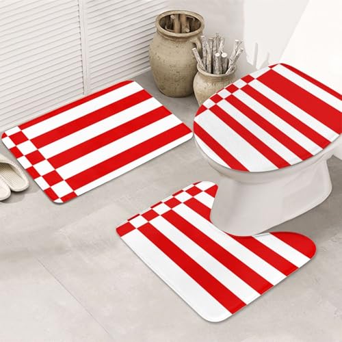 Badezimmerteppich-Set Bremen Flagge, 3-teilig, rutschfest, ultraweich, geeignet für Badezimmer, Toiletten, Badewannen, Duschen, Schwarz Badezimmerteppich-Set Bremen Flagge, 3-teilig, rutschfest, ultraweich, geeignet für Badezimmer, Toiletten, Badewannen, Duschen, Schwarz von BOXILTD