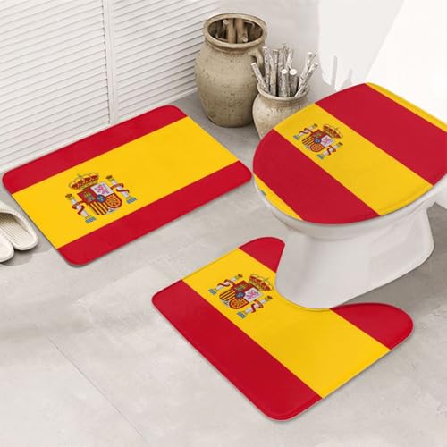 Badteppich-Set mit spanischer Flagge, rutschfest, ultraweich, geeignet für Badezimmer, Toiletten, Badewannen, Duschen, 3-teilig, Schwarz Badteppich-Set mit spanischer Flagge, rutschfest, ultraweich, geeignet für Badezimmer, Toiletten, Badewannen, Duschen, 3-teilig, Schwarz von BOXILTD