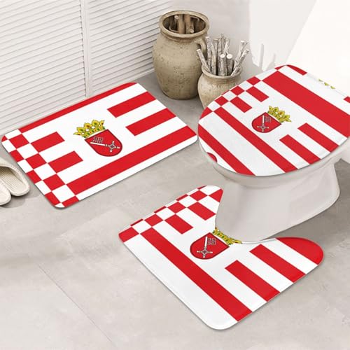 Bremen Banner 3-teiliges Badezimmerteppich-Set - rutschfeste ultraweiche Teppichmatten geeignet für Badezimmer Toiletten, Badewannen, Duschen, Schwarz Bremen Banner 3-teiliges Badezimmerteppich-Set - rutschfeste ultraweiche Teppichmatten geeignet für Badezimmer Toiletten, Badewannen, Duschen, Schwarz von BOXILTD