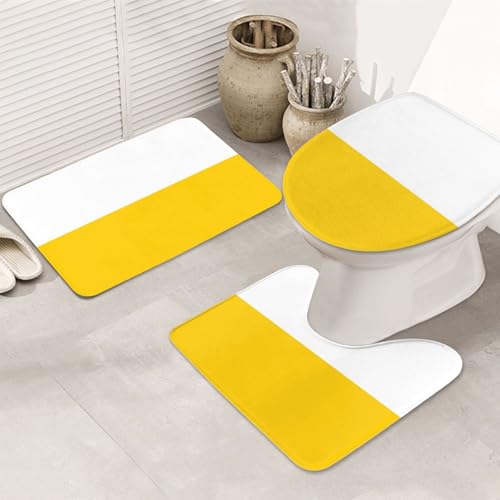 Die Schlesische Flagge 3-teiliges Badezimmerteppich-Set - rutschfeste ultraweiche Teppichmatten, geeignet für Badezimmer, Toiletten, Badewannen, Duschen, Schwarz von BOXILTD