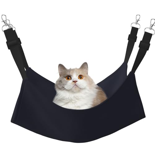 Einfarbige schwarze Haustier-Hängematte für Katzen – perfekte Katzenfensterhängematte für große Katzen, Frettchen, Kaninchen und Kleintiere, Schwarz von BOXILTD