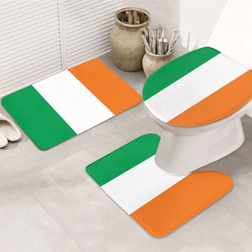 Flag of Irish 3-teiliges Badezimmerteppich-Set, rutschfest, ultraweich, geeignet für Badezimmer, Toiletten, Badewannen, Duschen, Schwarz Flag of Irish 3-teiliges Badezimmerteppich-Set, rutschfest, ultraweich, geeignet für Badezimmer, Toiletten, Badewannen, Duschen, Schwarz von BOXILTD