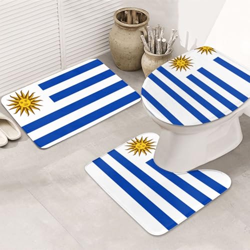 Flagge Uruguay 3-teiliges Badezimmerteppich-Set - rutschfeste ultraweiche Teppichmatten, geeignet für Badezimmer, Toiletten, Badewannen, Duschen, Schwarz Flagge Uruguay 3-teiliges Badezimmerteppich-Set - rutschfeste ultraweiche Teppichmatten, geeignet für Badezimmer, Toiletten, Badewannen, Duschen, Schwarz von BOXILTD