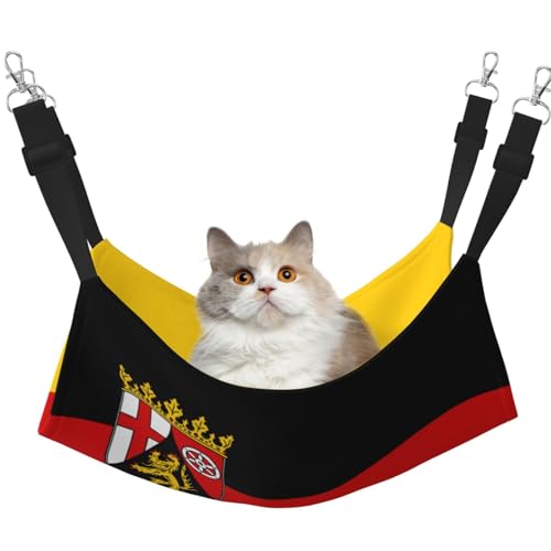 Flagge des Staates Rheinland-Pfalz Haustierhängematte für Katzen - Perfekte Katzenfensterhängematte für große Katzen, Frettchen, Kaninchen & Kleintiere, Schwarz von BOXILTD