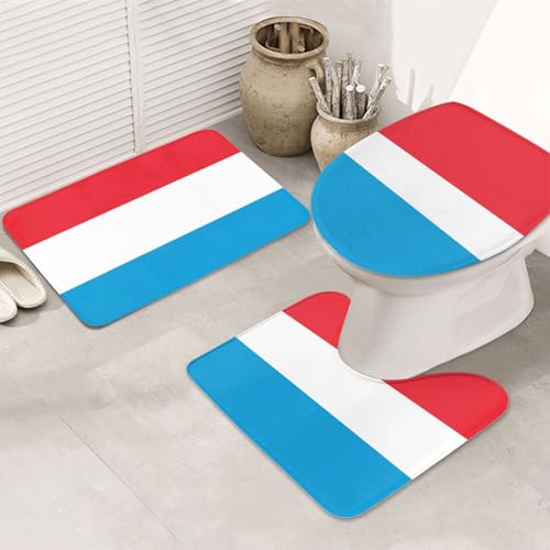 Flagge von Luxemburg 3-teiliges Badezimmerteppich-Set – rutschfeste ultraweiche Teppichmatten, geeignet für Badezimmer, Toiletten, Badewannen, Duschen, Schwarz Flagge von Luxemburg 3-teiliges Badezimmerteppich-Set – rutschfeste ultraweiche Teppichmatten, geeignet für Badezimmer, Toiletten, Badewannen, Duschen, Schwarz von BOXILTD