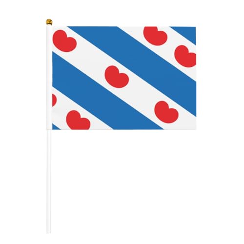 Friesische Flagge, kleine Flaggen, Mini-Handflaggen, ideal für Veranstaltungen im Freien, Teamgeist und Dekorationen, 14 x 20,8 cm Friesische Flagge, kleine Flaggen, Mini-Handflaggen, ideal für Veranstaltungen im Freien, Teamgeist und Dekorationen, 14 x 20,8 cm von BOXILTD