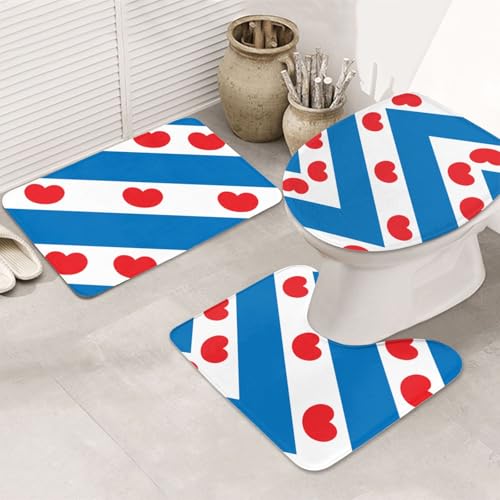 Friesische Flagge 3-teiliges Badezimmerteppich-Set - rutschfeste ultraweiche Teppichmatten, geeignet für Badezimmer, Toiletten, Badewannen, Duschen, Schwarz Friesische Flagge 3-teiliges Badezimmerteppich-Set - rutschfeste ultraweiche Teppichmatten, geeignet für Badezimmer, Toiletten, Badewannen, Duschen, Schwarz von BOXILTD