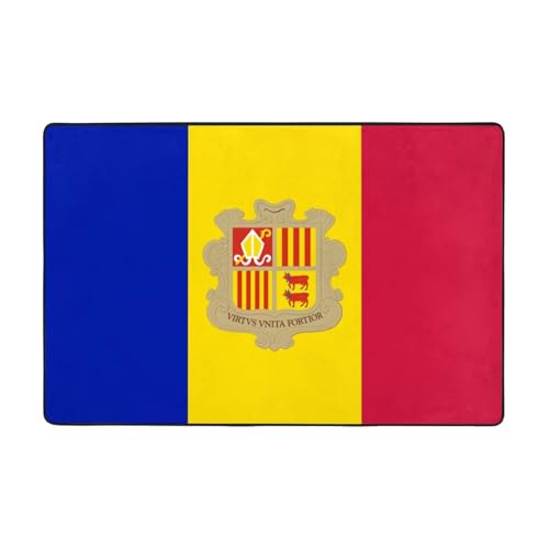 Fußmatte Flagge von Andorra, rutschfeste Teppiche für den Eingangsbereich, rutschfeste Bodenmatte mit Memory-Schaum-Kissen Fußmatte Flagge von Andorra, rutschfeste Teppiche für den Eingangsbereich, rutschfeste Bodenmatte mit Memory-Schaum-Kissen von BOXILTD