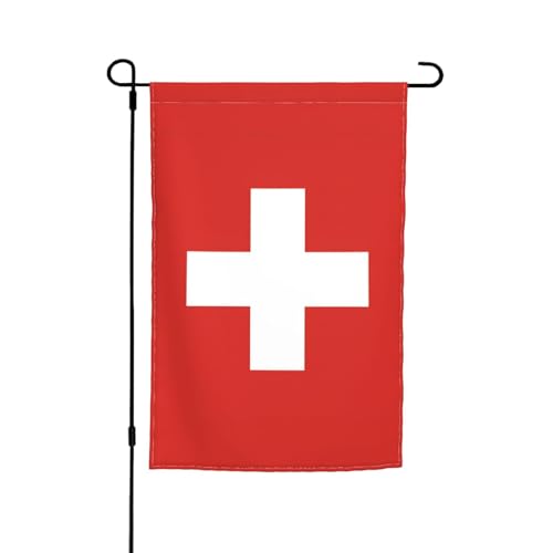 Gartenflagge mit Schweizer Flagge, doppelseitige Sommer-Hofflagge für draußen, perfekte saisonale Dekoration, Gartenflagge, 30,5 x 45,7 cm Gartenflagge mit Schweizer Flagge, doppelseitige Sommer-Hofflagge für draußen, perfekte saisonale Dekoration, Gartenflagge, 30,5 x 45,7 cm von BOXILTD