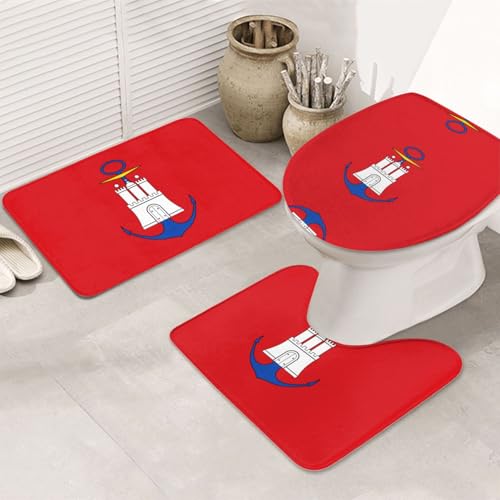 Hamburg Flagge 3-teiliges Badezimmerteppich-Set – rutschfeste ultraweiche Teppichmatten, geeignet für Badezimmer, Toiletten, Badewannen, Duschen, Schwarz Hamburg Flagge 3-teiliges Badezimmerteppich-Set – rutschfeste ultraweiche Teppichmatten, geeignet für Badezimmer, Toiletten, Badewannen, Duschen, Schwarz von BOXILTD