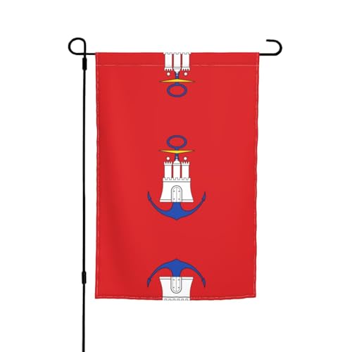 Hamburger Flagge, Gartenflagge, doppelseitige Sommer-Hofflagge für draußen, perfekte saisonale Dekoration, Gartenflagge, 30,5 x 45,7 cm Hamburger Flagge, Gartenflagge, doppelseitige Sommer-Hofflagge für draußen, perfekte saisonale Dekoration, Gartenflagge, 30,5 x 45,7 cm von BOXILTD