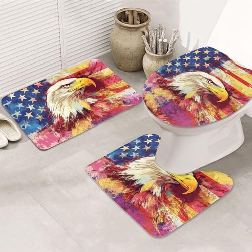 Handsome Eagle 3-teiliges Badezimmerteppich-Set, rutschfest, ultraweich, geeignet für Badezimmer, Toiletten, Badewannen, Duschen, Schwarz Handsome Eagle 3-teiliges Badezimmerteppich-Set, rutschfest, ultraweich, geeignet für Badezimmer, Toiletten, Badewannen, Duschen, Schwarz von BOXILTD